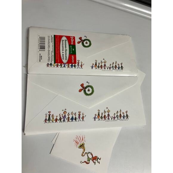 Vintage Hallmark Dr. Seuss Grinch Designed Envelopes 25+ Pack Sealed Christmas - Picture 5 of 6